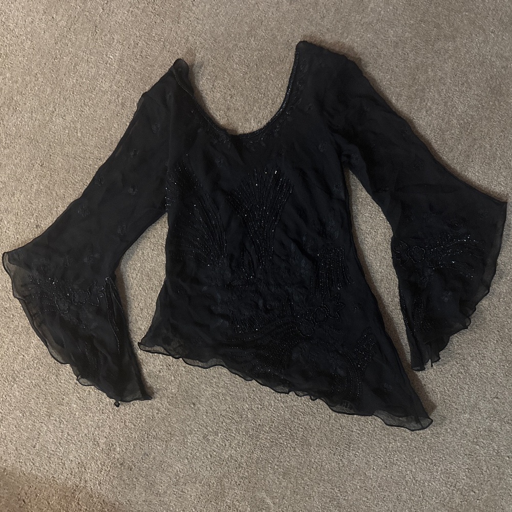 Vintage y2k silk bell sleeve Stevie Nicks